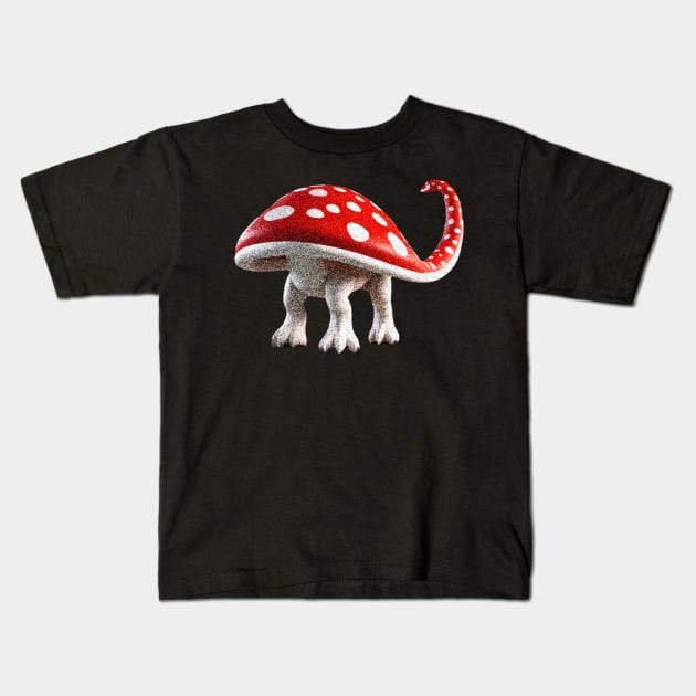 Red and White Mushroom Hat Brontosaurus A Simple Delight Kids T-Shirt by Artistic Design